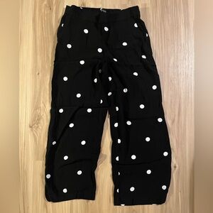 Polka dot wide leg crop pants